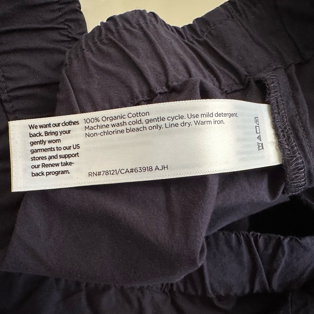 Eileen Fischer Navy Blue Organic Cotton Relaxed Wide-Leg Elastic Waist Pants XL - Picture 6 of 14